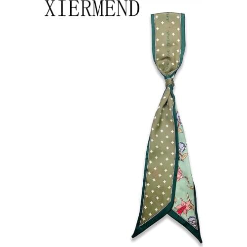 2021 new spring summer small strip ribbon silk scarves Korea belt tied hair band with small scarf women skinny scarf