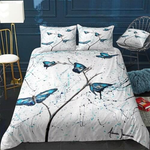Azul Garden Quilt Cover Pillowcase 3Piece Comforter Bedding Set With Pillow Case Single Double Duvet Cover Home Decora