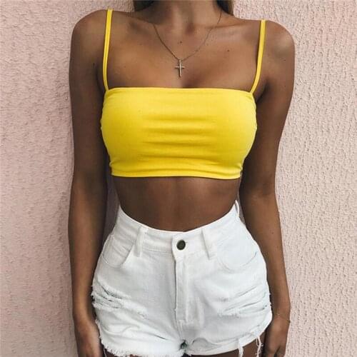 Solid Color Ladies Sexy Slim Tops Fashion Strappy Tank Tops Vest Crop Tops Bralette Lady Bralette Skinny Vest Camisole