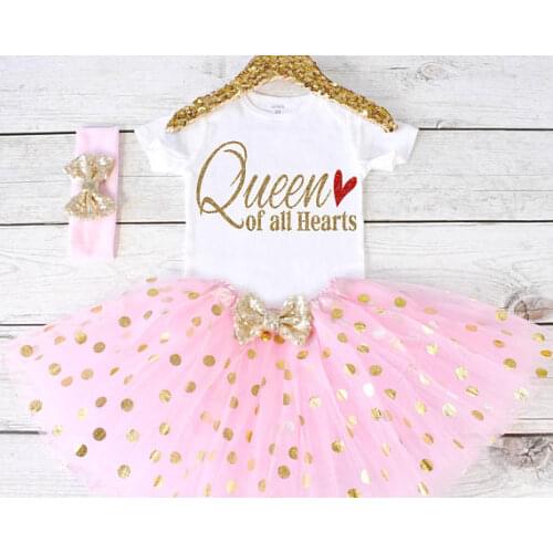 Personalize Queen of all Hearts Valentine birthday bodysuit onepiece cake mesh tutu romper Outfit Set baby shower party favors