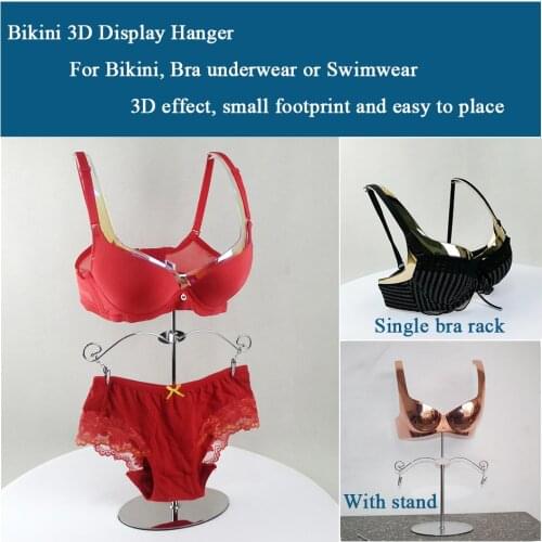 34C cup size Lady Bra display plastic hanger Plated metal effect Bikini show model for professional level Bikini underwear store