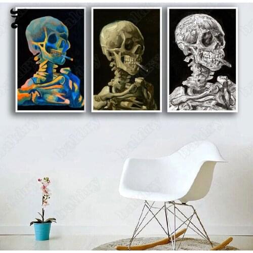 Skeleton Painting On Canvas Wall Art Human Bone Halloween Decoration Horrifying Wall Pictures Canvas Posters and Prints Artwork