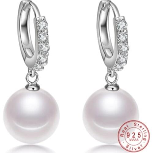 2019 Pearl Earrings Genuine Natural Freshwater Pearl Silver Earrings Pearl Jewelry For Wemon Wedding Mothers Gift