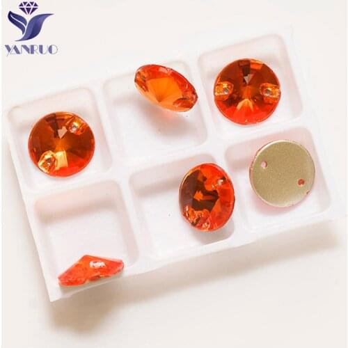 YANRUO 3200 All Sizes Hyacinth Rivoli Flatback Crystal Glass Rhinestone Strass Sew On Stones For Clothes Accessories