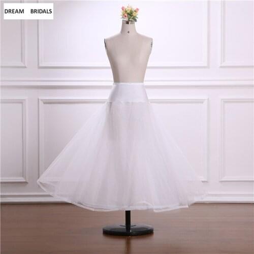 A-line Long Tulle Petticoats for Wedding Dress Crinoline Petticoat Underskirt One Layer Hoop Knitted White Skirt Rockabilly