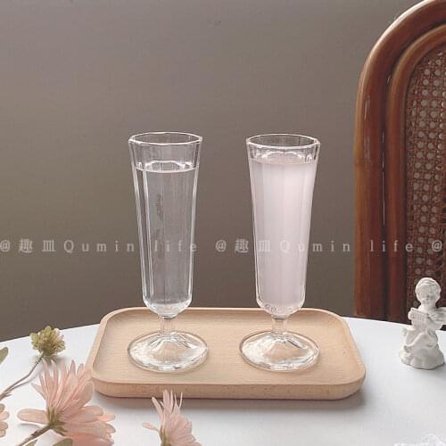 Trumpet Glass Champagne Glass 150ml Home Party Goblets Red Wine Cup Creative Vintage Color Juice Glasses Green