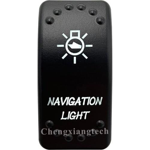 Dual White Led Light 12V 24V Car Boat Caravan Rocker Switch Laser Engraving NAVIGATION LIGHT, 5 Pin On Off SPST Waterproof