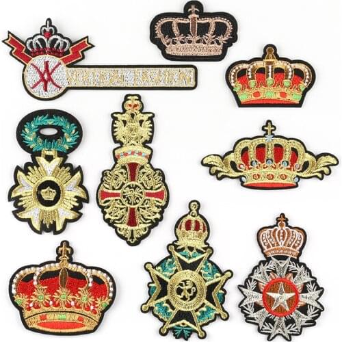 High Quality British Style Crown Cloth Patch Garment Accessories Embroidery Patch Ukraine Applique Diy Patch