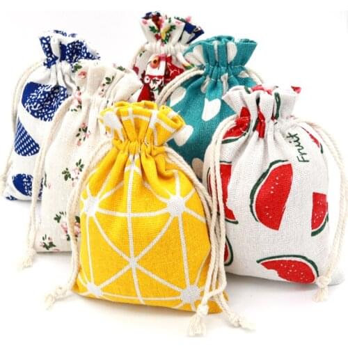 High Quality Cute Drawable Cotton Bags 10pcs/lot 10x14cm Jewelry Sweet Candy Gifts Packaging Drawstring Bags Pouches for Party