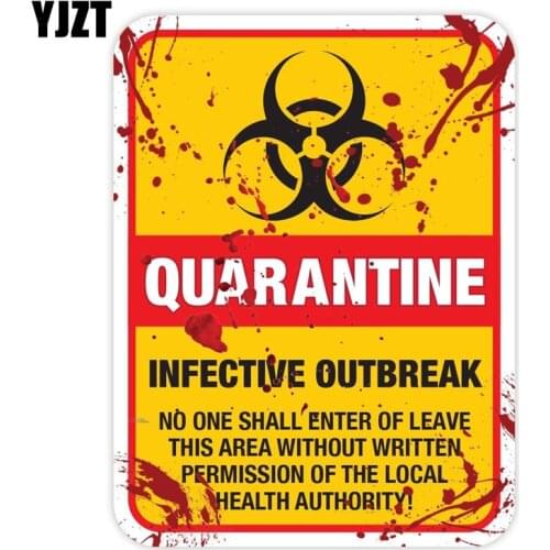 YJZT 15x20CM Funny ZOMBIE Warning Quarantine Infected Area Caution Retro-reflective Car Sticker Decals C1-8023