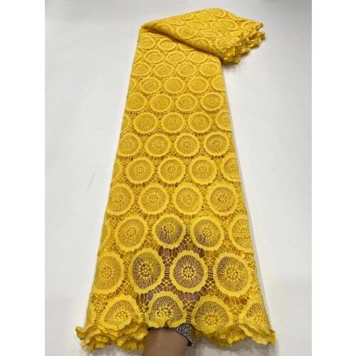 Yellow African Cord Lace Water-soluble Fabric High Quality Embroidery Nigeria Guipure Lace Fabric 5 Yards/bar For Sewing D4465