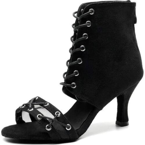 Women Dance Boots High Heel Ladies Comfortable Nubuck Ballroom Latin Dance Shoes Gilrs Soft Suede Sole Latin Dancing Shoes