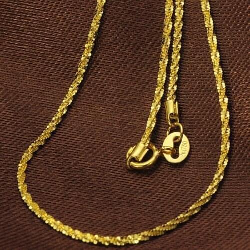 1PCS Pure 18k Yellow Gold Chain Women Luck 1.3mmW Full Star Link Chain Necklace 45cm/18inch 2.2-2.4g