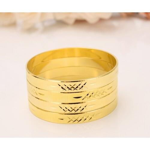 1PCS or 4pcs Bangles For Ethiopian BanglesBracelets Jewelry chinese wedding bridal Bangles Gift Dubai Solid Gold GF Jewelry