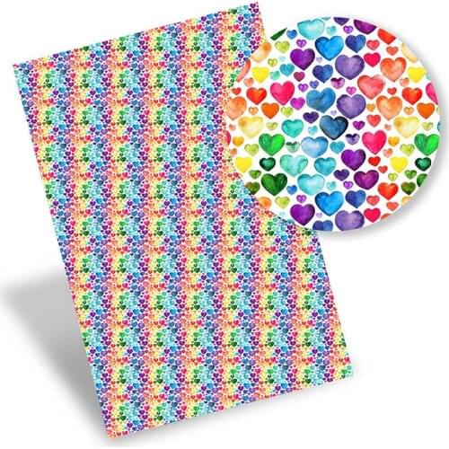 Faux Leather Sheets Synthetic Leather Heart Printed Vinyl Fabric DIY Handbags Supplies Bows Making Material 22*30cm/A4 0.8mm 1pc