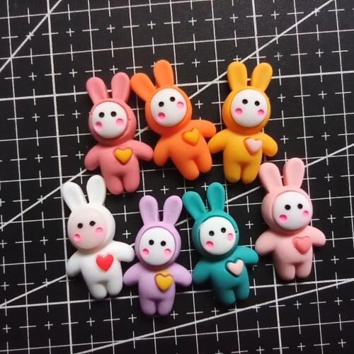 1pcs/lot resin flat back Simulation colorful rabbit 29mm Cabochons Scrapbooking Hair Bow Center DIY Christmas decration