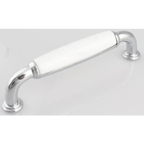 128mm modern simple fashion furniture handles 128mm white ceramic kitchen cabinet pull knob 5" silver chrome dresser door handle