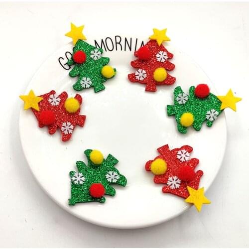 20PCS/Lot 4*5.3cm Merry Christmas Padded Applique Crafts for Children Head wear Hair clip Accessories