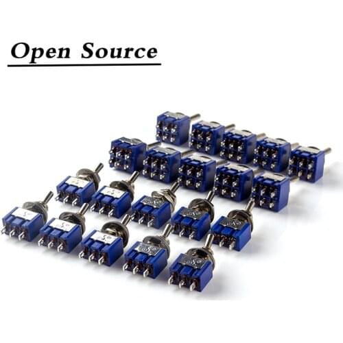 5Pcs Miniature Toggle Switch Single Pole Double Throw ON-OFF-ON /ON-ON 120VAC 6A 1/4 Inch Mounting MTS-102 103 202 203