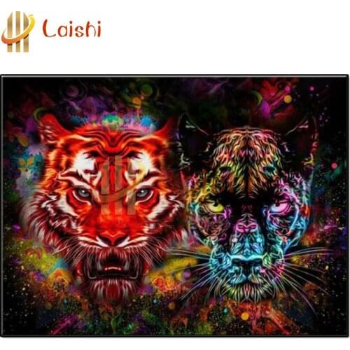 5D DIY Diamond Painting Fantasy lion and leopard Full Square Round Drill Embroidery Cross Stitch 5D icon gift Home Decor mosaic