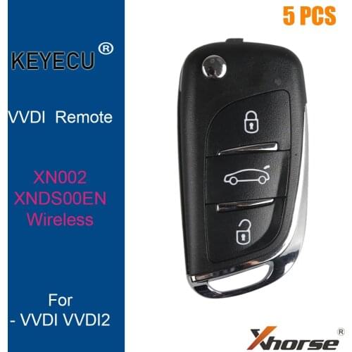 KEYECU 5 PCS/Lot XHORSE English Version XN002 for DS Style Wireless Universal Remote Key - 3 Buttons - for VVDI Key Tool, VVDI2