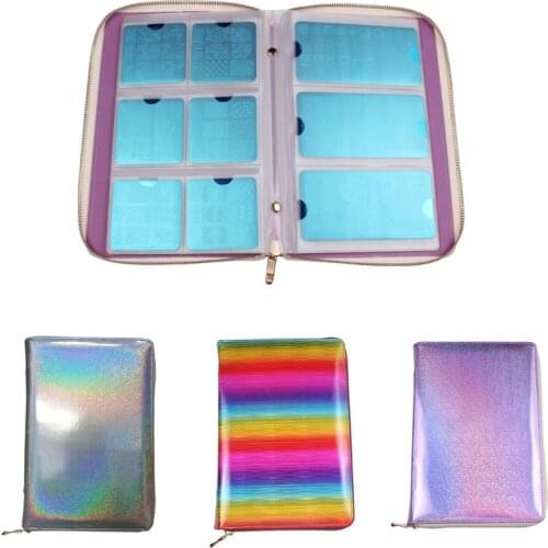 Laser Nail Stamping Plate Holder Case 72 Slots Rectangular Manicure Nail Art Plate Square Round Nail Organizer