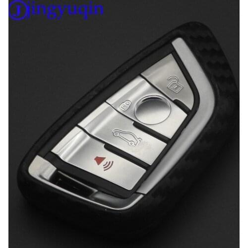 Jingyuqin Carbon Silicone Car Remote Key Fob Shell Cover Case For BMW X1 X5 F15 X6 F16 1 2 5 7 Series 2016 2017 2018 Skin Holder