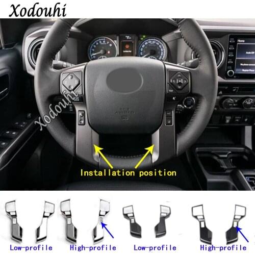 Car Detector Stick Cover ABS Chrome Steering Wheel Interior Kit Trim Frame 2pcs For Toyota Tacoma 2015 2016 2017 2018 2019 2020