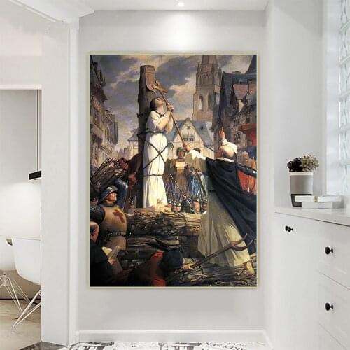 Citon Jules Eugene Lenepveu《Joan of arc burning at stake》Canvas Oil Painting Artwork Poster Picture Wall Decor Home Decoration