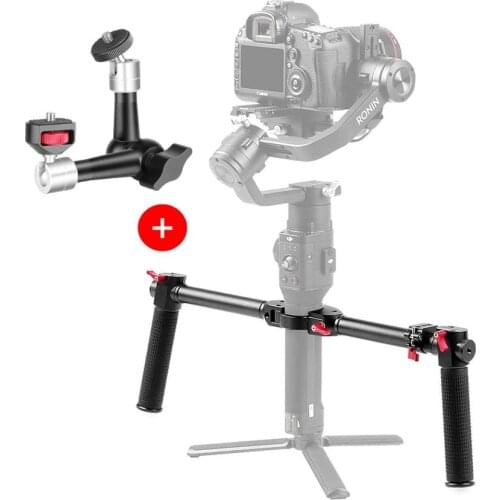 Dual Handheld Gimbal Accessories For Dji Ronin S Air 2 Extended Double Handle Grip Handbar Mount Balance Bar with 7" Magic Arm