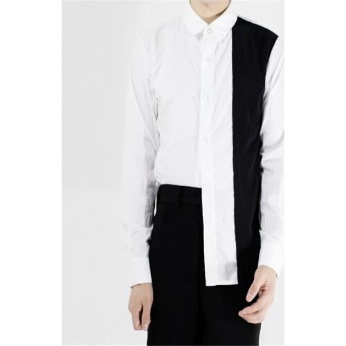 [Customization] Cotton in the spring and autumn Large size shirt 2021 Original design patchwork long-sleeved mens shirt