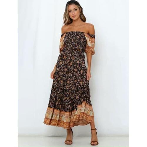 Jastie Boho Vintage Floral Print Women 2 Piece Set Spring 2020 Midriff Baring Elastic Loose Skirt Retro Chic Beach Vacation Set