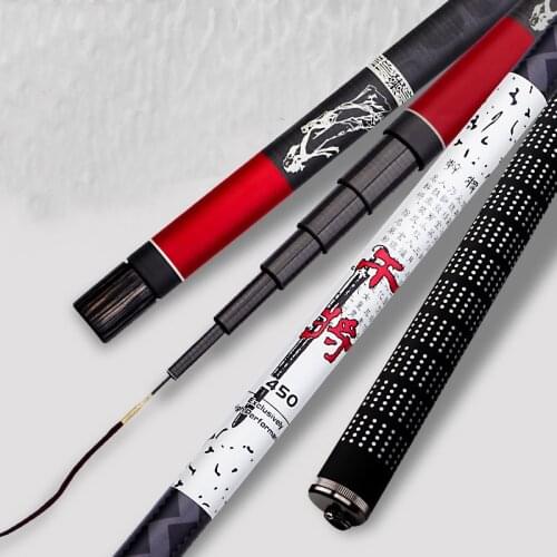Jinsong Swordman Tele Pole Fast Carbon Stiff Telescopic Fishing Rods 3.6m 4.5m 5.4m 6.3m 7.2m 8.0m Meters Light Weight