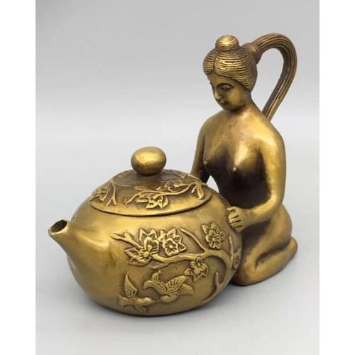 Collection Qing Dynasty Copper beauty kettle Lady teapot