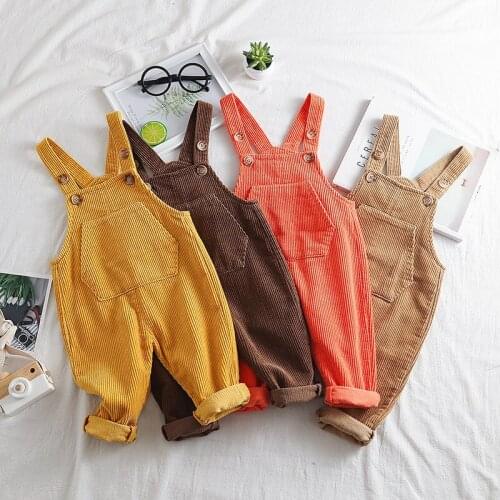 Toddler Overalls Korean High Quality Corduroy Jumpsuits for Girl Kids Pants Casual Autumn New Arrival Boys Jumpsuit Dropshipping