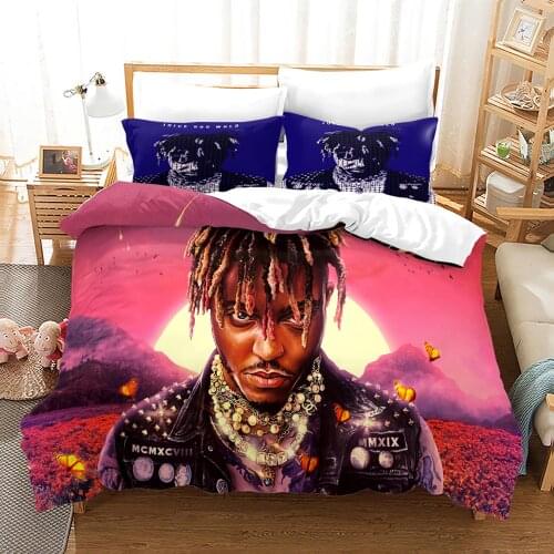 Juice Wrld Bedding Set Single Twin Full Queen King Size Stars Juice Wrld Bed Set Childrens Kid Bedroom Duvetcover Sets 3D 014