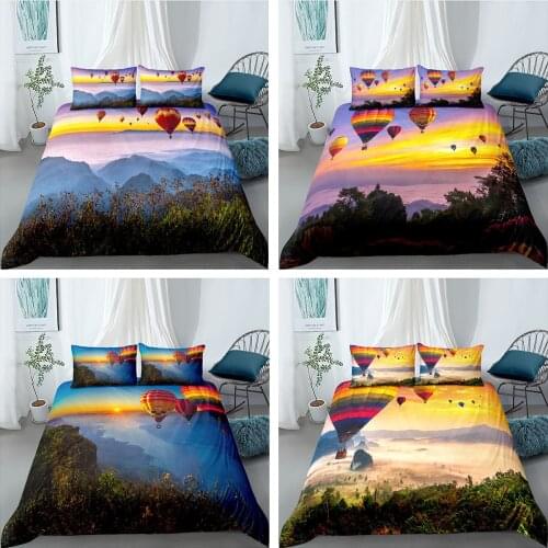 Hot Air Balloon Bedding Set 2/3Pcs Duvet Cover & Pillowcase(s) 3D Printed Quilt Cover Home Textile Gift