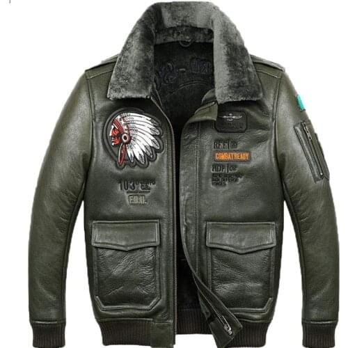 Mens B3 Shearling Aviator Jacket Mens Sheepskin Short Coat Mens Embroidered Fur Coat