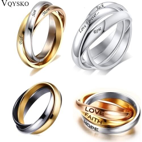 Customize Jewelry 3 Finger Ring Sets For Women Stainless Steel Wedding Engagement Ring Personalized Wholesale