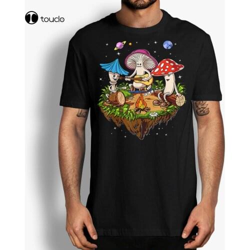 New Hippie Mushrooms Camping Psychedelic Forest Fungi Festival T-Shirt Funny Shirt Cotton Tee Shirt Unisex