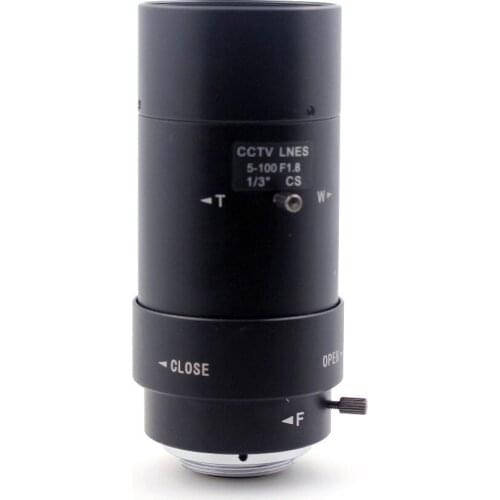 New 5-100mm CS F1.8 Lens 1/3" Varifocal Zoom Manual Iris Zoom Lens For Security CCTV Camera Industrial Camera Lens
