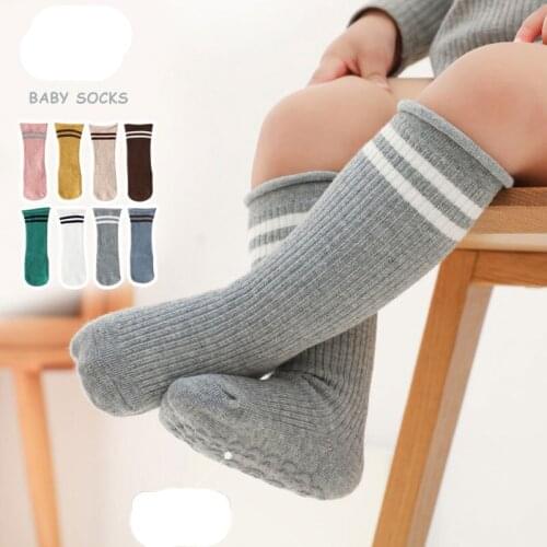 Autumn Winter Baby Girls Toddlers Knee High Long Soft Cotton Socks Kids Newborn Non-slip Floor Stockings for Children Boy Infant