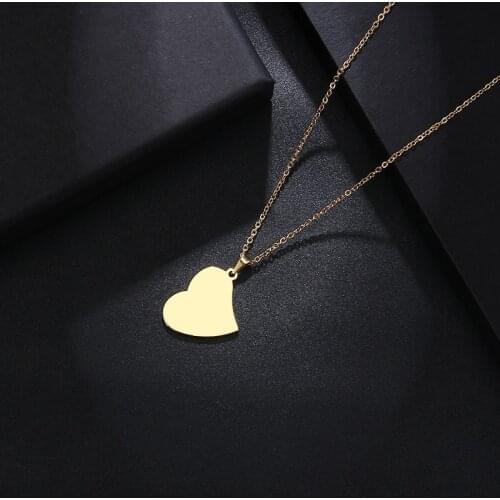 DOTIFI Stainless Steel Necklace For Women Man Lovers Real Heart Gold And Silver Color Pendant Necklace Engagement Jewelry