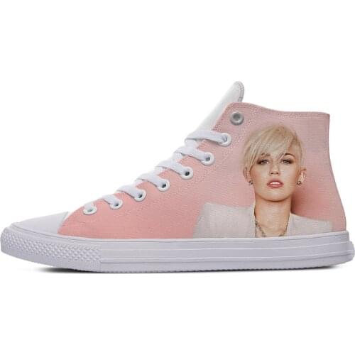 Pop Singer Miley Cyrus Hot Cute Fashion Casual Canvas Shoes High Top Breathable Lightweight Sneakers 3D Print For Men Women