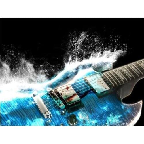 Full Round Diamond Embroidery Guitar Full Drill Square 5D Diamond Painting Musical Instruments Picture Of Rhinestone Decor Home