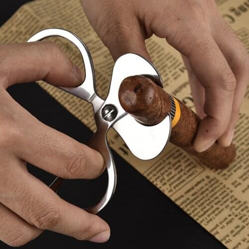 Creative Cigar Cutter Stainless Steel Cigar Tool with Handle Scissors Gadget Accessories