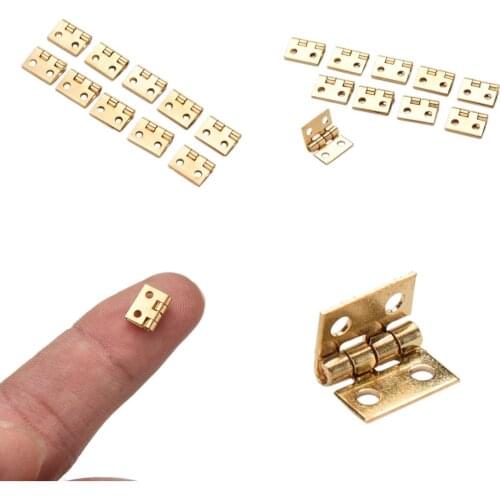 10 Pcs/lot 10*8MM Hand Tools Hardware Mini Cabinet Drawer Hinge Butt Hinge Copper Gold 4 Small Hinge Hole Household Decoration
