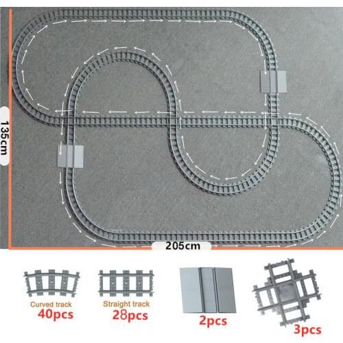Train Tracks Train Station Bus Stop City trein 4519 Cross Track Straight Curved Railway Station Building Block Brick Model Rails