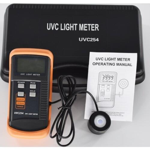 UVC Light Meter UVC254 Narrow-band Spectrum 248nm-262nm UV meter measurement of UV radiation intensity Detector Radiometer