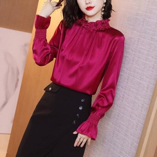 Real Silk Shirt Blouse Womens Tops and Blouses Korean Elegant Women Clothes Blusas Mujer De Moda 2020 S19QS3444 YY2963